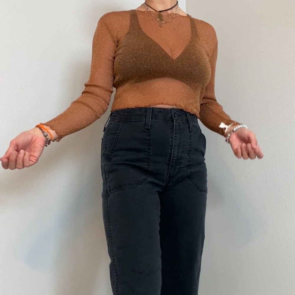 MOMOKROM SPARKLY SHEER LONG SLEEVE, size M